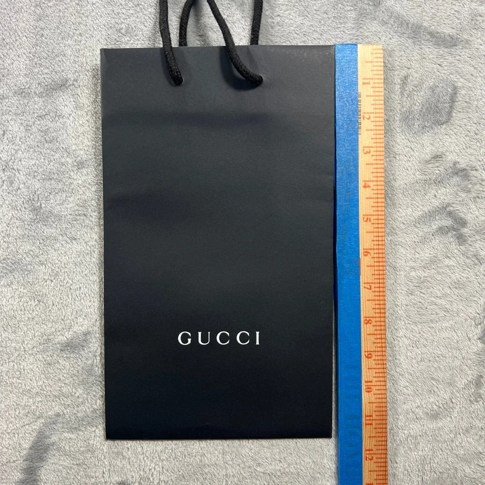 GUCCI Shopping Bag Small Black Paper Rope Handle Authentic Good Condition 11x7x4